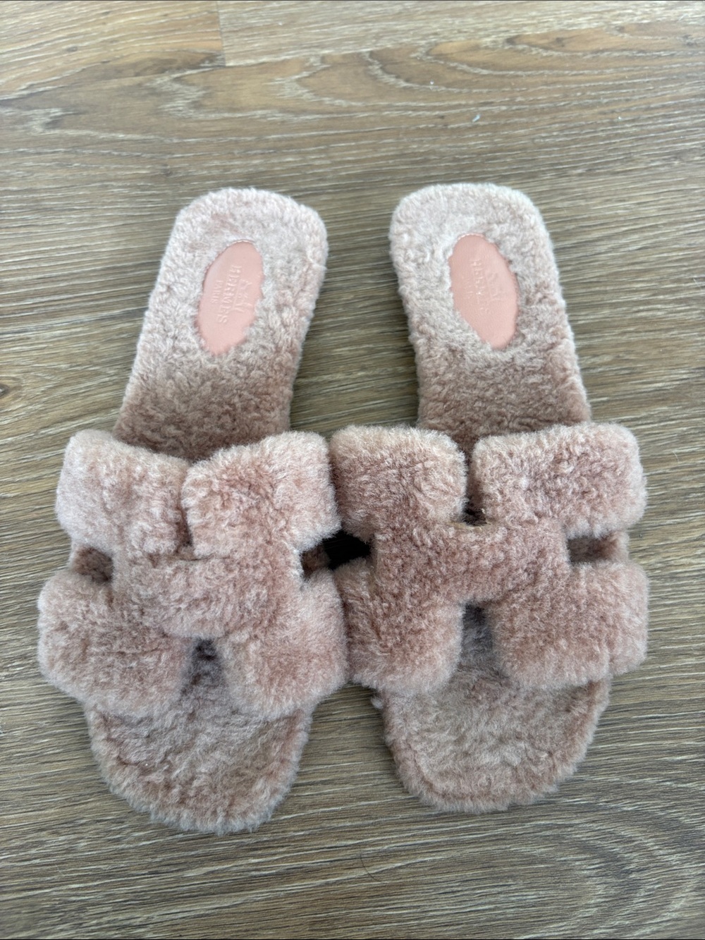 Hermes Oran Shearling Slide Sandals